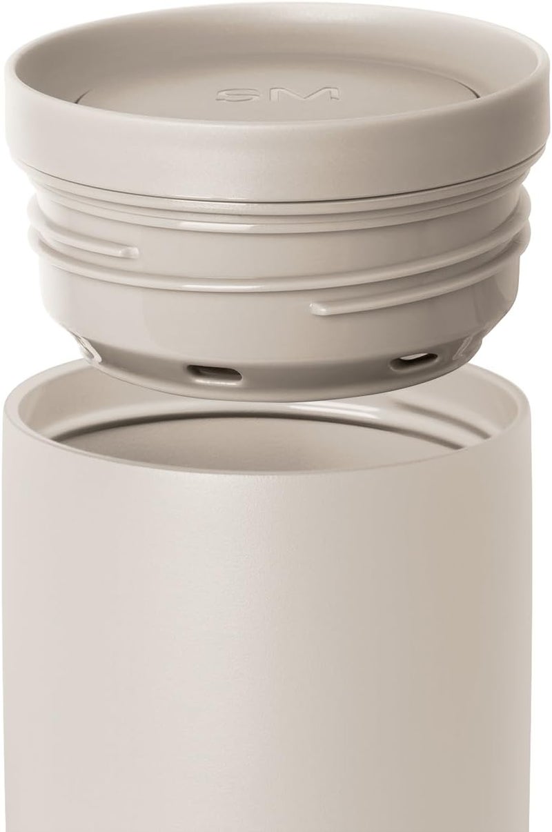 Simple Modern Travel Coffee Mug Tumbler with 360° Lid | Ceramic-Lined Insulated Stainless Steel Cold Brew Iced Coffee Cup | Gift for Women Men Her Him | Voyager Signature | 16oz | Almond Birch - Image 3